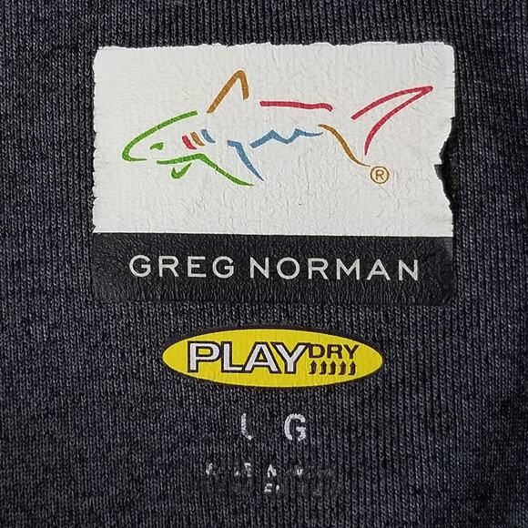 Greg Norman Pullover Shirt Mens Large Gray Stripe PlayDry Golf Performance Shark - Picture 11 of 13
